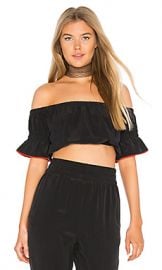 Ganni Grace Cropped Top in Black from Revolve com at Revolve